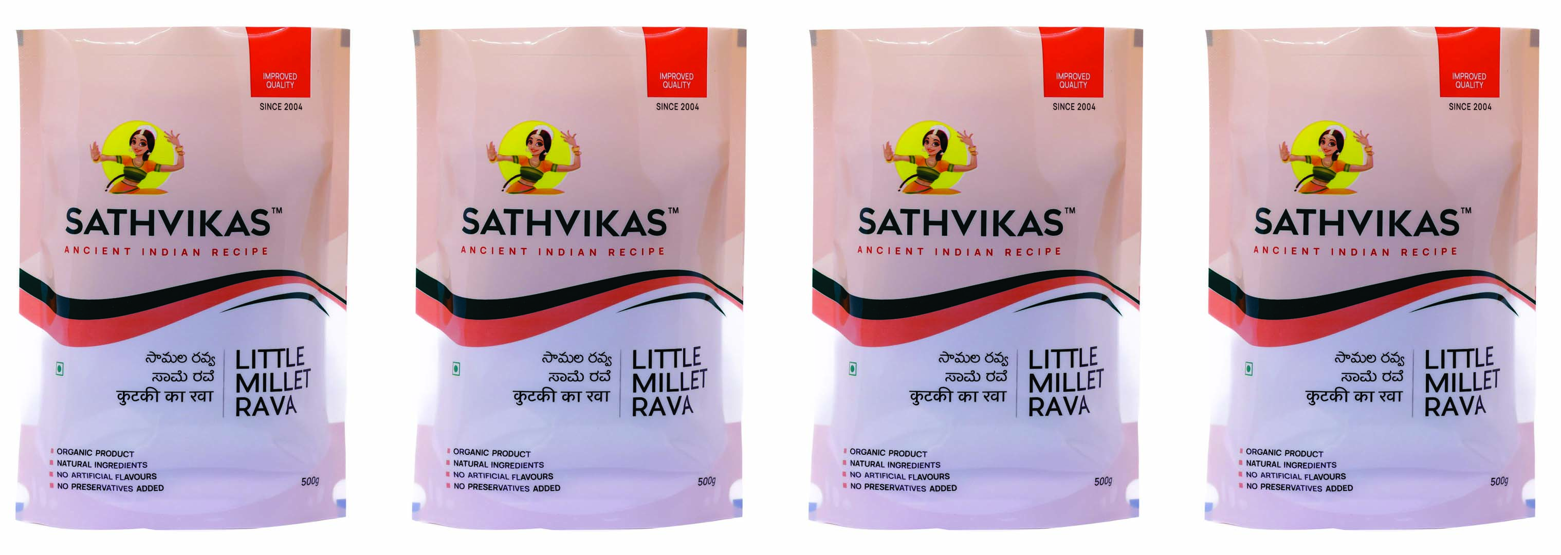 Sathvikas Samalu / Little Millet Ravva (500 grams) Pack Of 4.